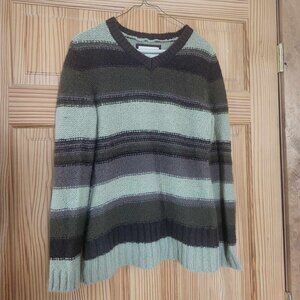 Natural Reflections Women's sweater, green/brown stripe, size small. NWOT